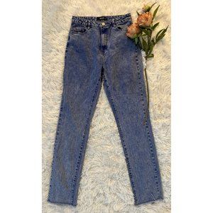 Missguided Jeans Womens 6 Blue Mom High Rise Med Wash Distressed Pants Denim